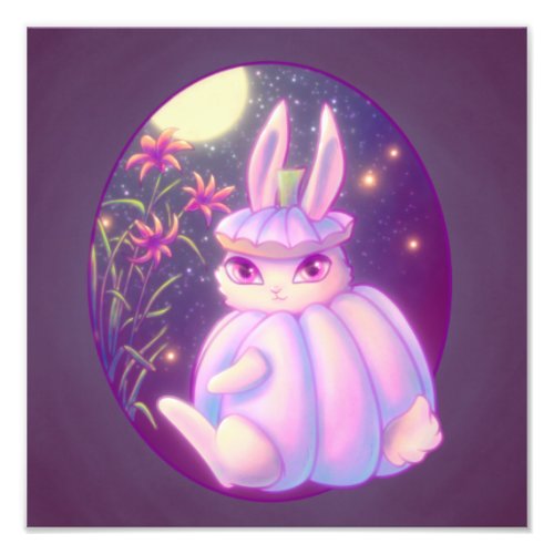 Pumpkin Suit White Rabbit In Moonlight Artwork Photo Print