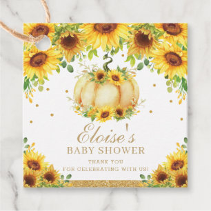 Pumpkin Sunflower Baby Shower Birthday Thank You Favor Tags