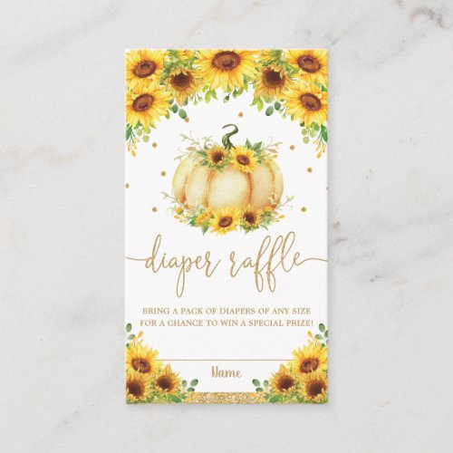 Pumpkin Sunflower Baby Shower Diaper Raffle Enclosure Card