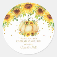 Pumpkin Sunflower Baby Shower Thank You Favor Classic Round Sticker