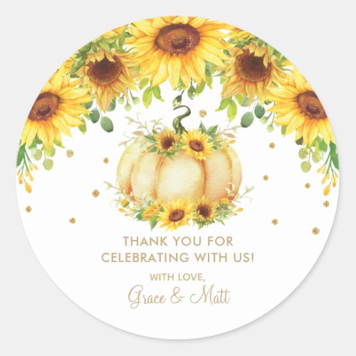 Pumpkin Sunflower Baby Shower Thank You Favor Classic Round Sticker
