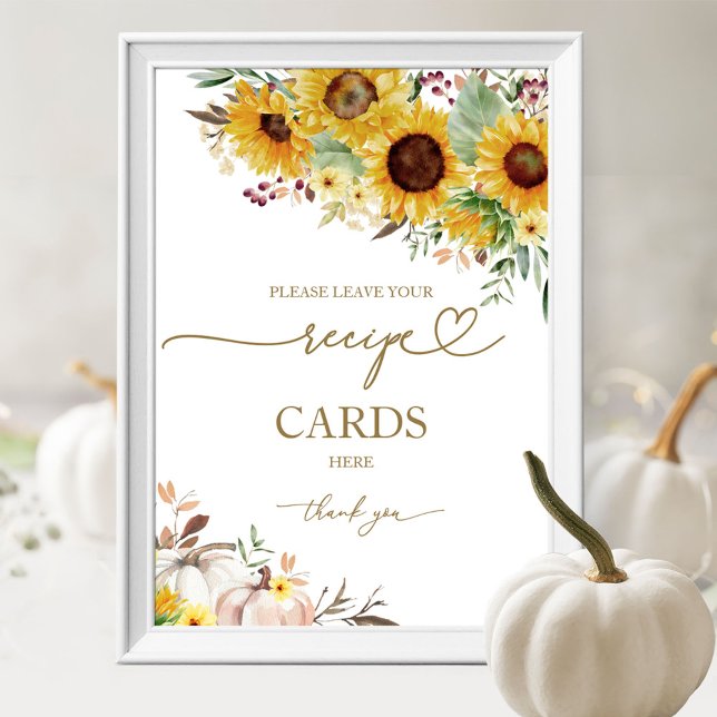 Pumpkin Sunflower Bridal Shower Recipe Card Sign (Creator Uploaded)