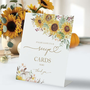 Pumpkin Sunflower Bridal Shower Recipe Card Sign
