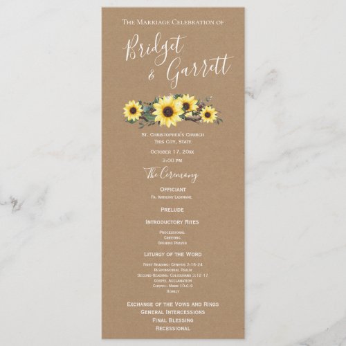 Pumpkin  Sunflower Designer Text Wedding program