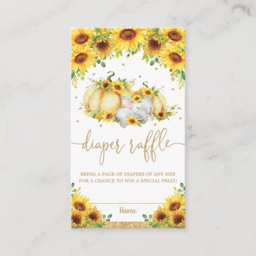 Pumpkin Sunflower Elephant Shower Diaper Raffle Enclosure Card