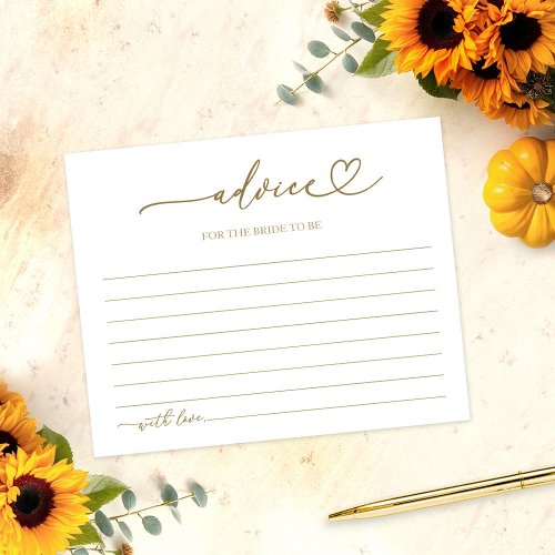 Pumpkin Sunflower Fall Bridal Shower Advice Cards