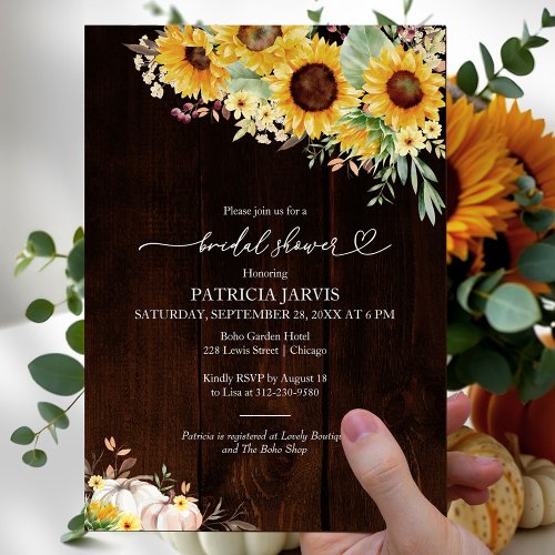 Pumpkin Sunflower Fall Bridal Shower Invitation