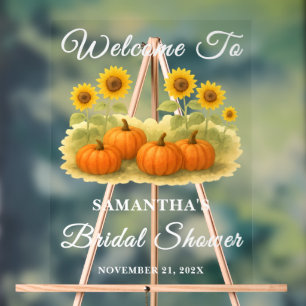 Pumpkin & Sunflower Fall Bridal Shower Welcome Acrylic Sign