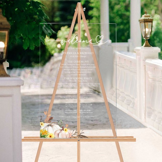 Pumpkin Sunflower Fall Wedding Program Sign (Creator Uploaded)