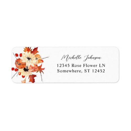 Pumpkin  Sunflower Floral Return Address Label