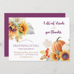 Pumpkin Sunflower Friendsgiving Potluck Invitation