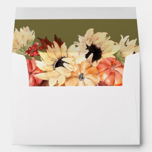 Pumpkin  Sunflower _ Olive Green Envelope