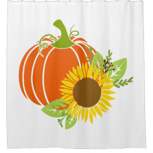 Pumpkin & Sunflower Shower Curtain