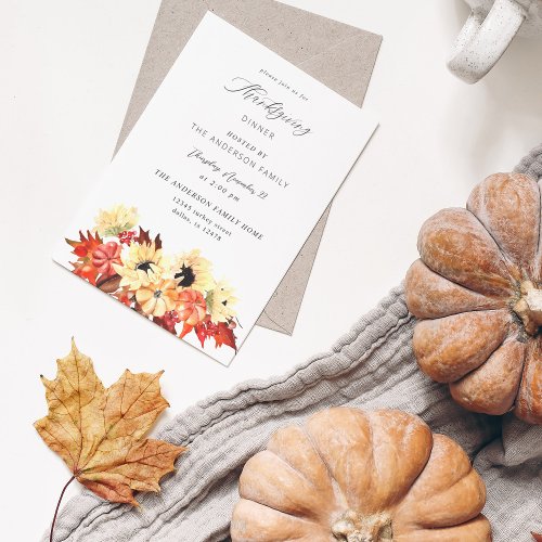 Pumpkin  Sunflower Thanksgiving Invitation