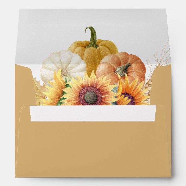 Pumpkin Sunflower Thanksgiving Invitation Envelope (Back (Bottom))