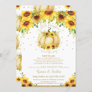Pumpkin Sunflower Virtual Baby Shower by Mail Invitation
