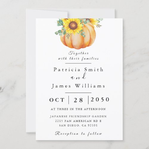 Pumpkin Sunflower Wedding Invitation