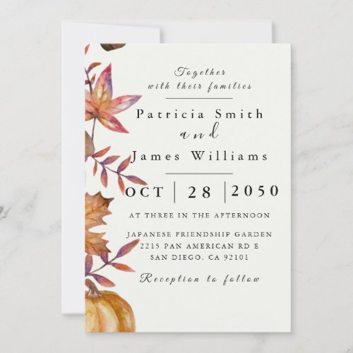 Pumpkin Sunflower Wedding Invitation