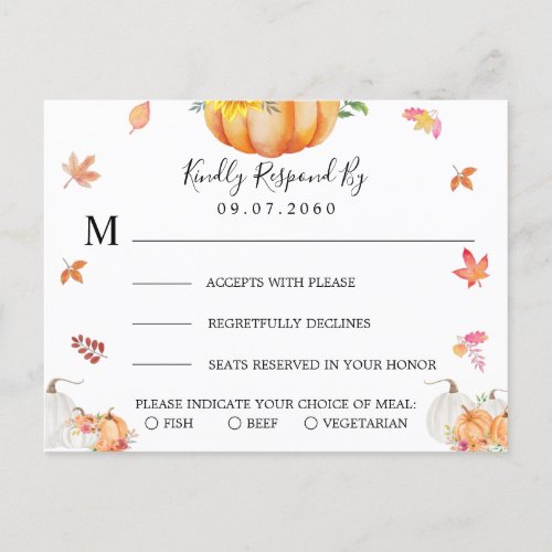 Pumpkin Sunflower Wedding RSVP Card