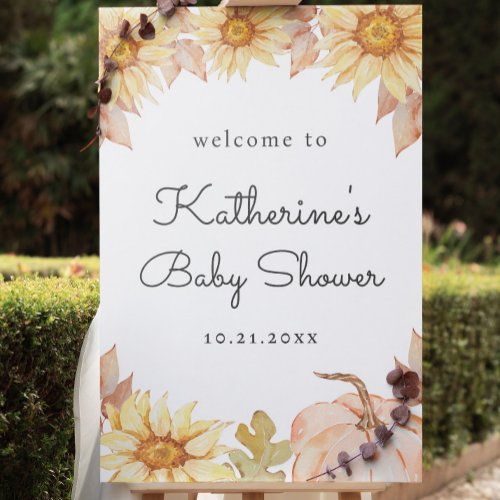 Pumpkin Sunflowers Autumn baby Shower Welcome Foam Board