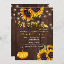 Pumpkin Sunflowers Rustic Barn Wood Baby Shower Invitation