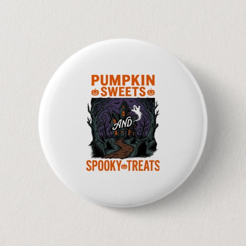 Pumpkin Sweets Shirt Spooky Treats Halloween Desig Button