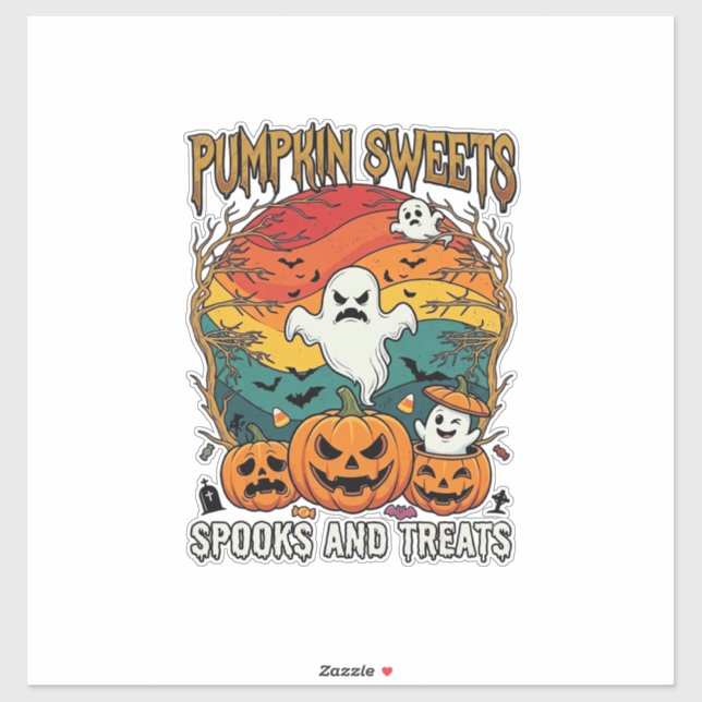 Pumpkin Sweets Spooks Treats Halloween Ghosts Pump Sticker (Sheet)