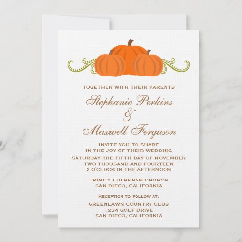 Pumpkin Swirls Fall Wedding Invite