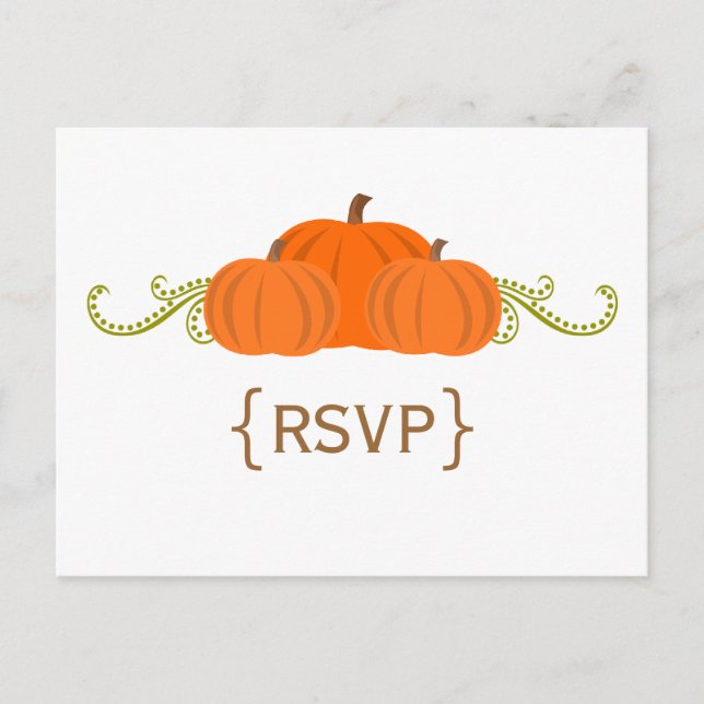 Pumpkin Swirls Fall Wedding RSVP Postcard (Front)