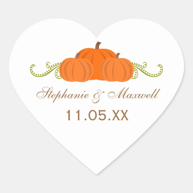Pumpkin Swirls Fall Wedding Stickers (Front)