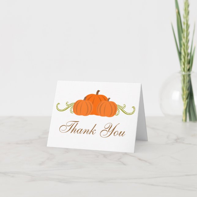 Pumpkin Swirls Fall Wedding Thank You Card (Front)