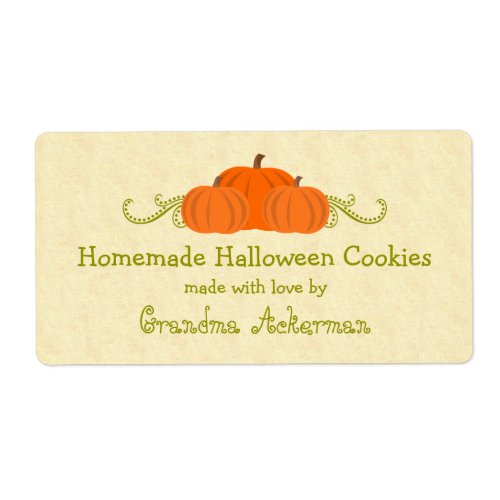Pumpkin Swirls Halloween Baking Labels