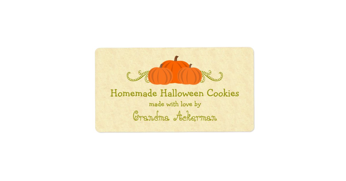 Pumpkin Swirls Halloween Baking Labels | Zazzle