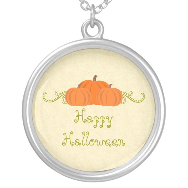 Pumpkin Swirls Halloween Necklace (Front)