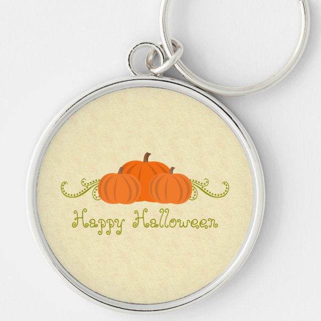 Pumpkin Swirls Halloween Premium Keychain (Front)