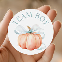 Pumpkin Team Boy Gender Reveal Classic Round Sticker