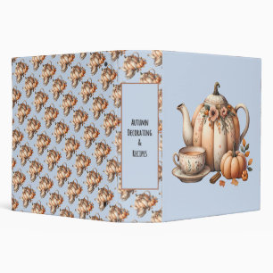 Pumpkin Teapot with Fall Florals Illustration  3 Ring Binder