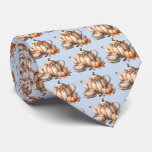 Pumpkin Teapot with Fall Florals Illustration Neck Tie