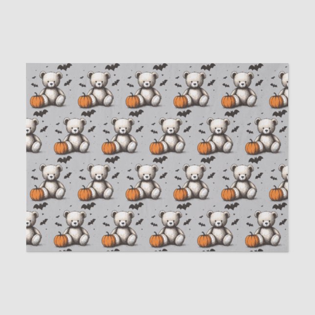 Pumpkin Teddy Baby Shower Tissue Paper (Front)