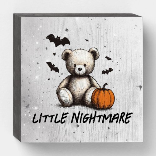 Pumpkin Teddy Baby Shower Wooden Box Sign