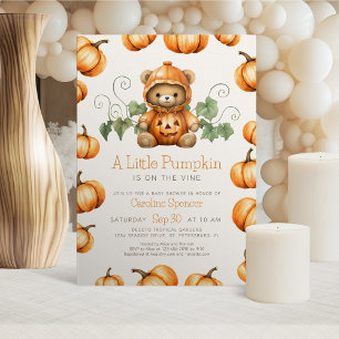 Pumpkin Teddy Bear Baby Shower Invitation