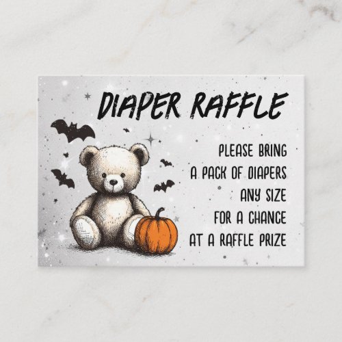 Pumpkin Teddy Diaper Raffle Enclosure Card