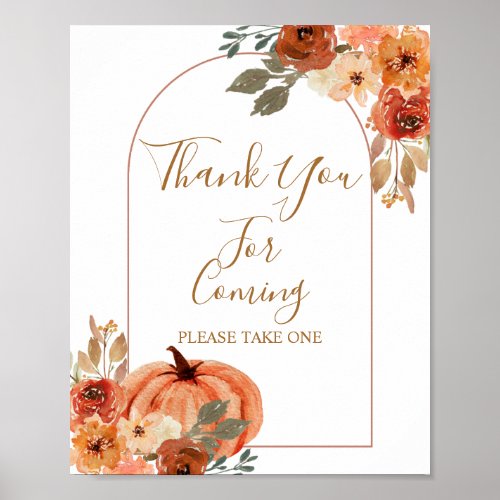 Pumpkin Terracota Baby Shower Thank you for coming Poster