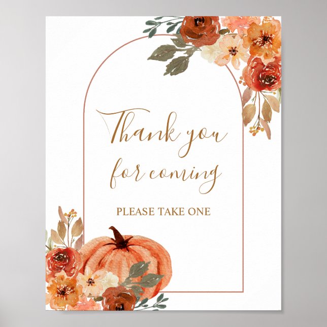 Pumpkin Terracota Baby Shower Thank you for coming Poster (Front)