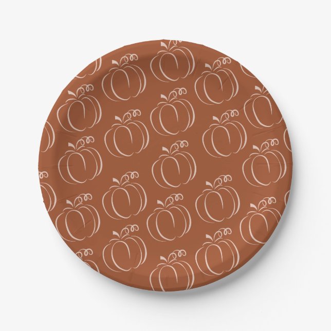 Pumpkin Terracotta Bohemian Earthy Baby Shower Paper Plates (Front)