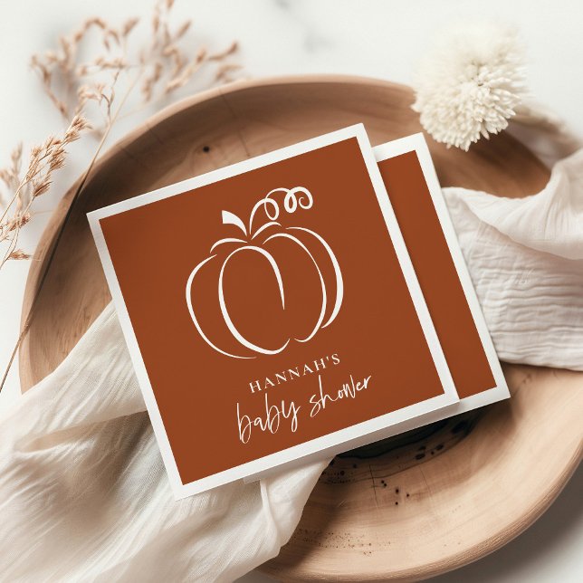Pumpkin Terracotta Boho Burnt Orange Baby Shower Napkins (Creator Uploaded)