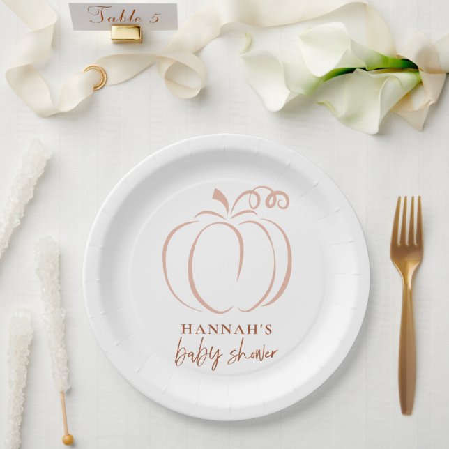 Pumpkin Terracotta Boho Burnt Orange Baby Shower Paper Plates (Wedding)