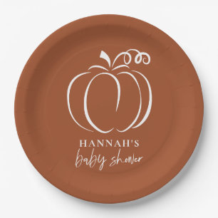 Pumpkin Terracotta Boho Burnt Orange Baby Shower Paper Plates