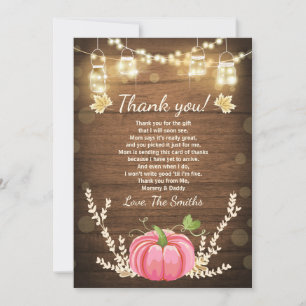 Pumpkin Thank You Card Rustic Fall Baby Shower