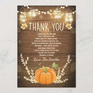 Pumpkin thank you card Rustic Fall Baby shower